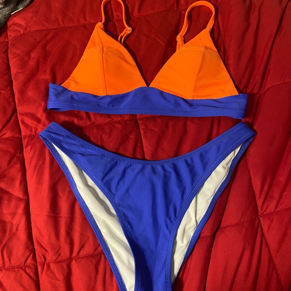 Orange and blue cupshe bikini